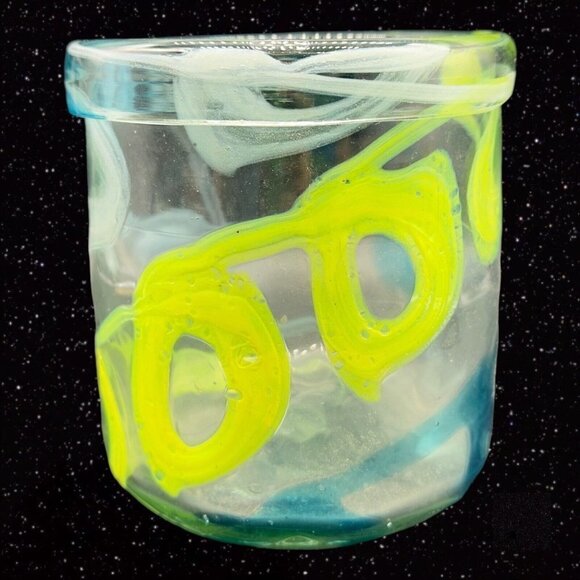 Anthropologie Art Glass Vase Planter Multicolor Glass Swirls Large 6”T 5.5”W - Picture 6 of 7